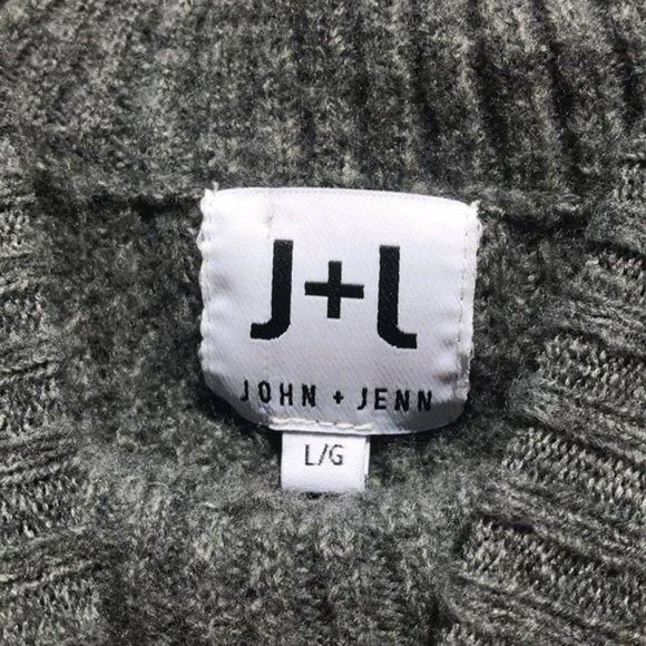 Gray and Pink Revolve John + Jenn Varsity Stripe Mock Neck Sweater - Picture 8 of 13